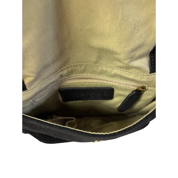 Margot Black Suede Leather Crossbody Bag Magnetic Clasp 10 in X 7 in X 2.5 in - Picture 4 of 6